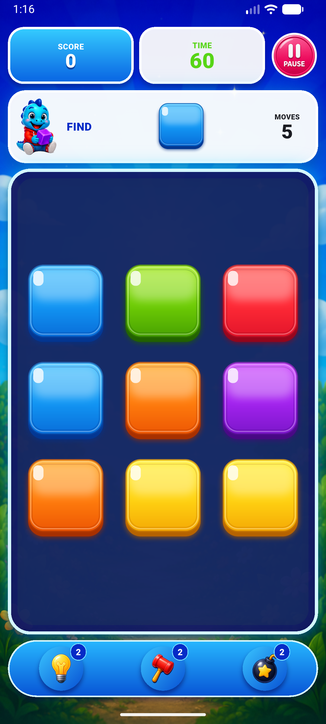 PopYo gameplay — matching colorful target tiles